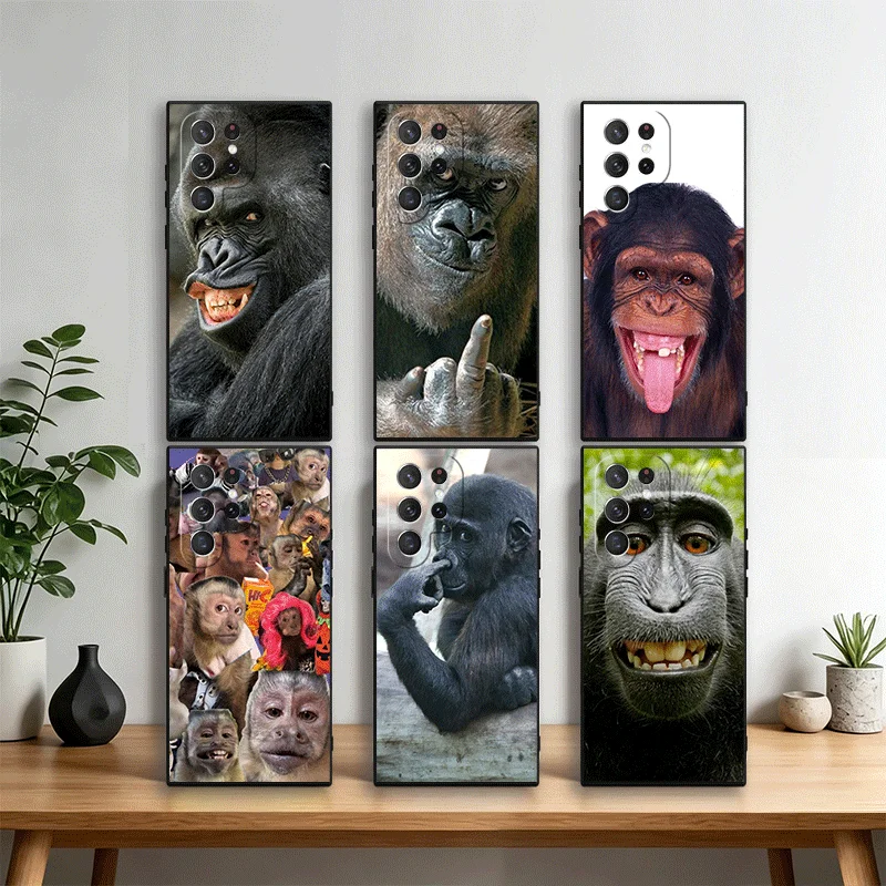 Monkey Memes Phone Case Cover for Samsung Galaxy S22 S23 Plus S24 FE S25 Edge S26 Ultra S20 S21 + Black Soft Shell
