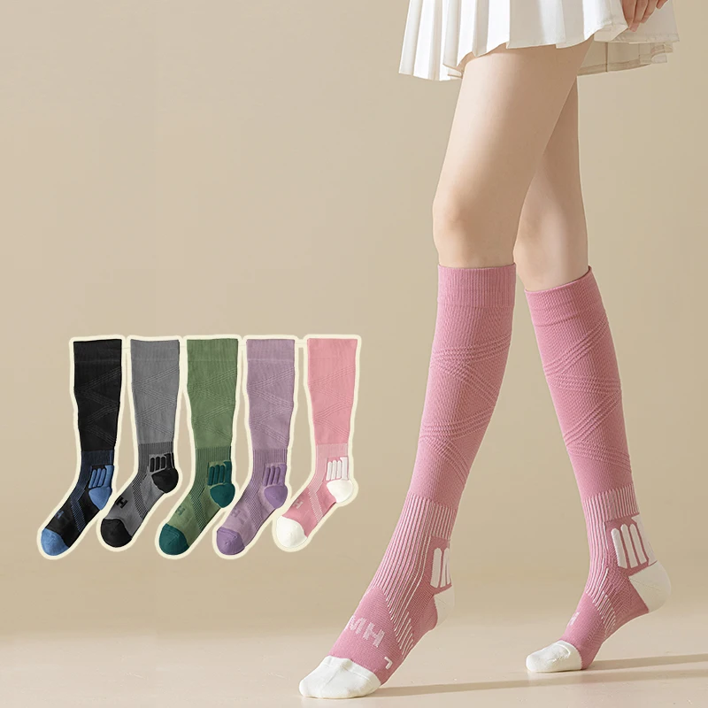 

321 Autumn / Winter Skills Quality Professional Sports Segmented Pressure Jumping Rope Yoga Running Calf High Tube Women's Socks