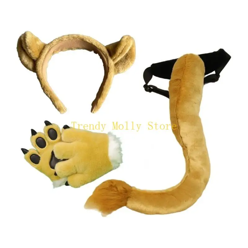 N5kb lion oreilles bandeau tail paw animal lion cosplay costume kid adulte halloween Noël anniversaire Noël.