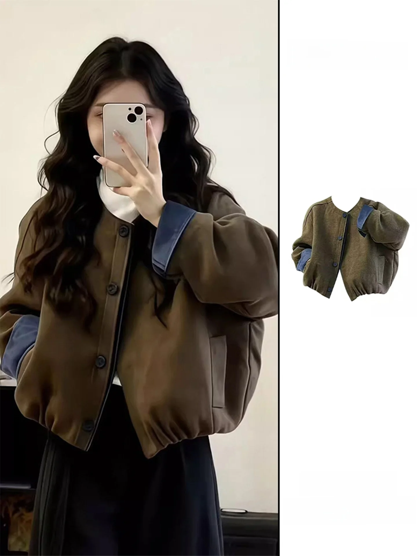 

Korean Style Short Suede Jacket Women's Spring High-End Lazy Casual Elegance Small Jacket Top Trendy Loose Fit Long Sleeve