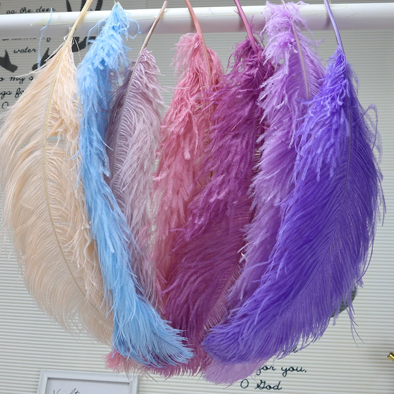 

60-65cm Colorful Ostrich Feathers for Crafts Wedding Decoration Handicraft Accessories Table Centerpieces Carnival Plumas Decor