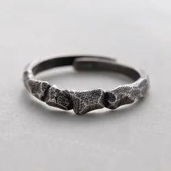 Personality Stone Mountain Pattern Ring For Men Jewelry Adjustable Vintage Relief Ring Male Hand Finger Accessories