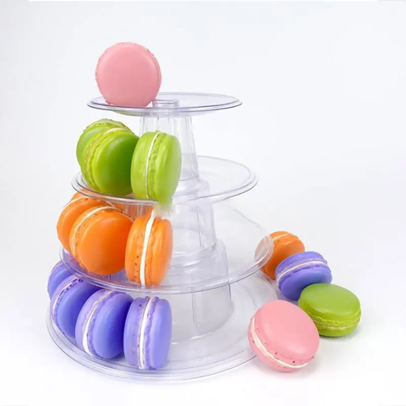 4-Tiers Macaron Display Stand Cupcake Tower Rack Cake Stands PVC Tray For Wedding Birthday Cake Decorating Tools Bakeware