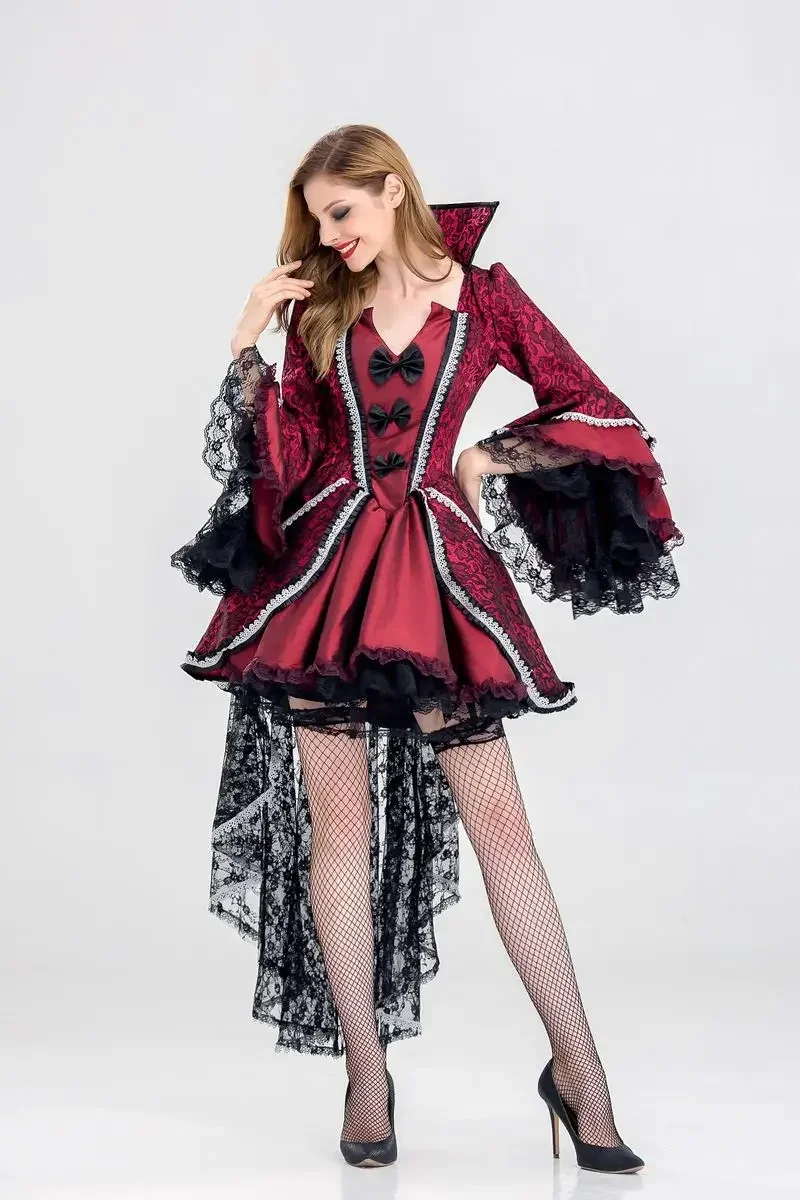 Hermoso disfraz de Reina vampiro sangriento de talla grande XL XXL disfraz de vampiro clásico para mujer de Halloween uniformes victorianos de lujo