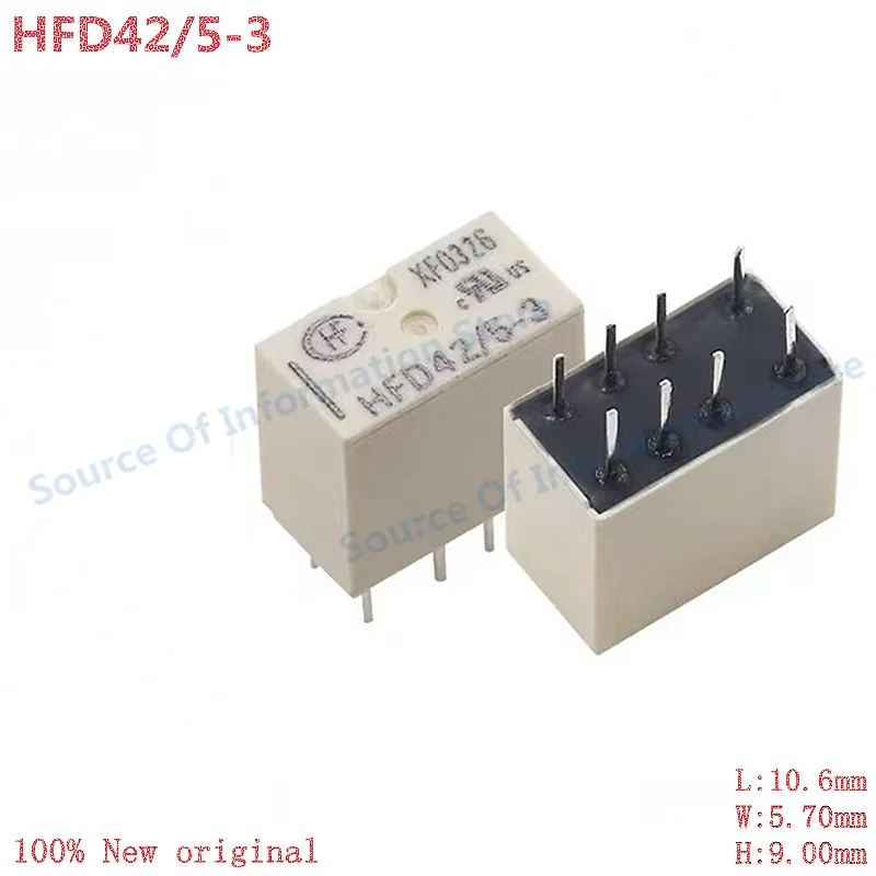 

10Pcs, HFD42/5-3 signal relay, 5VDC 8Pin 100% New