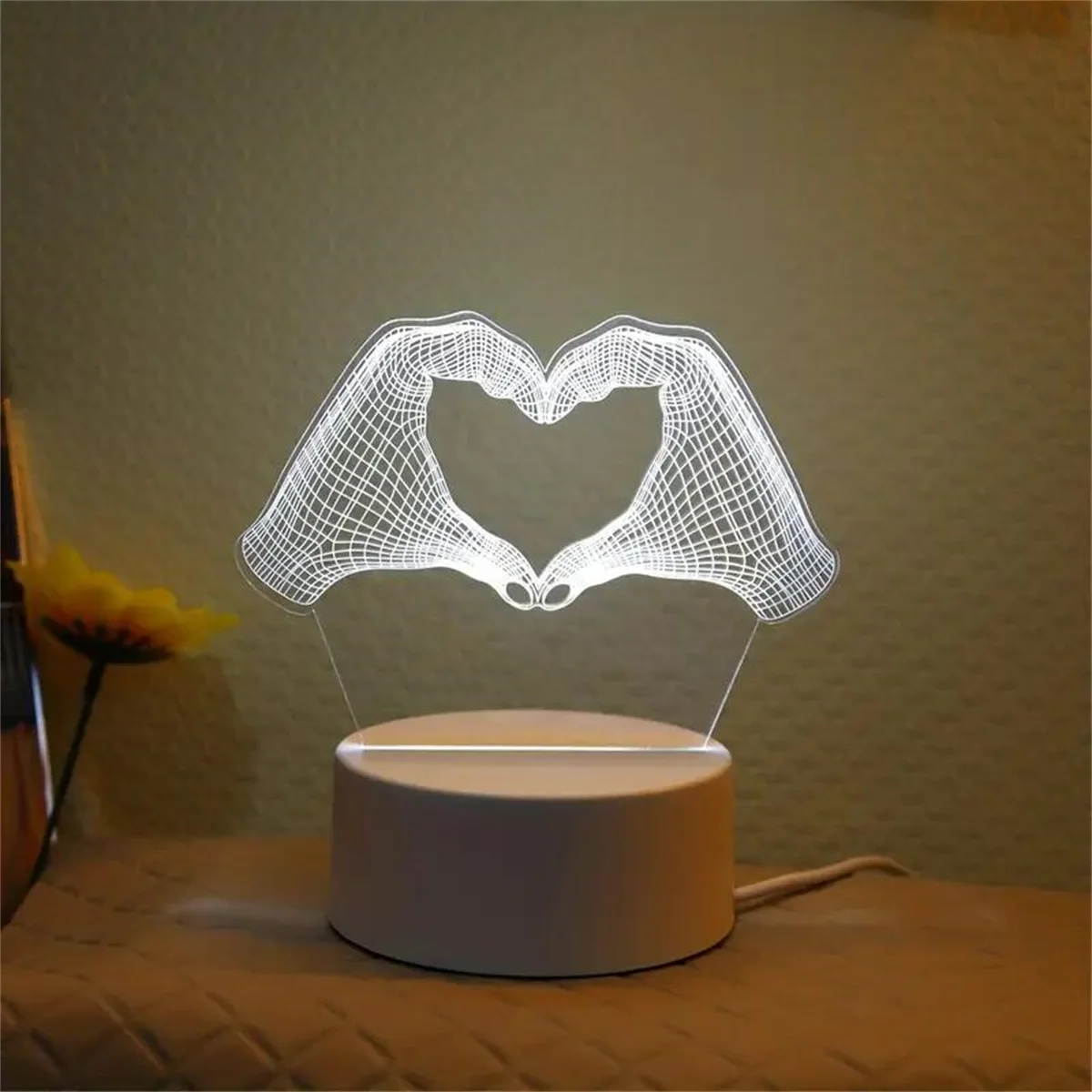 1pc  Love  3D Night Light, 3D Optical Illusion Lamp With Touch, 7-Color Changing Ambient Light For Bedroom