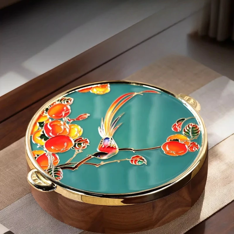 New Chinese style enamel color nut box light luxury exquisite high value living room dried fruit snacks storage fruit plate