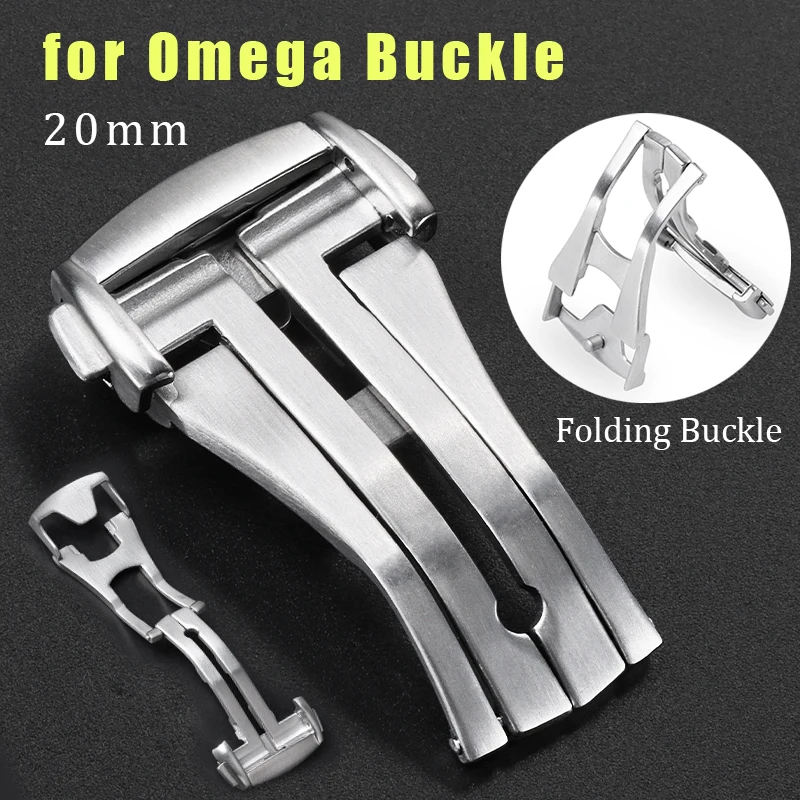 20mm Soild Stainless Steel Buckle for Omega Double Press Folding Clasp Silver Deployment Button Metal Watch Strap Accessories