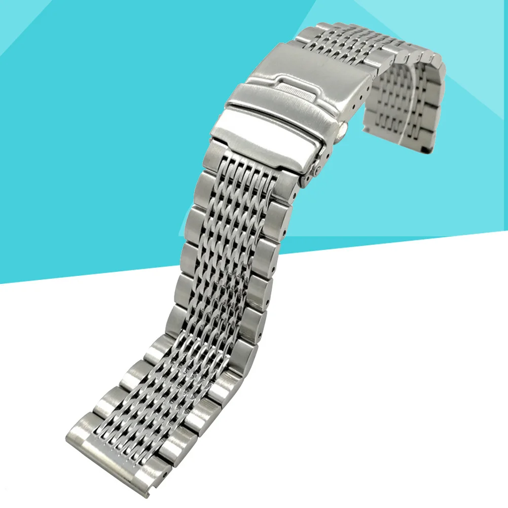 

20mm Stainless Steel Watch Strap Durable Solid Metal Sanding Replacement Band Comfortable Smooth Edges High-End Clasp Watch Band