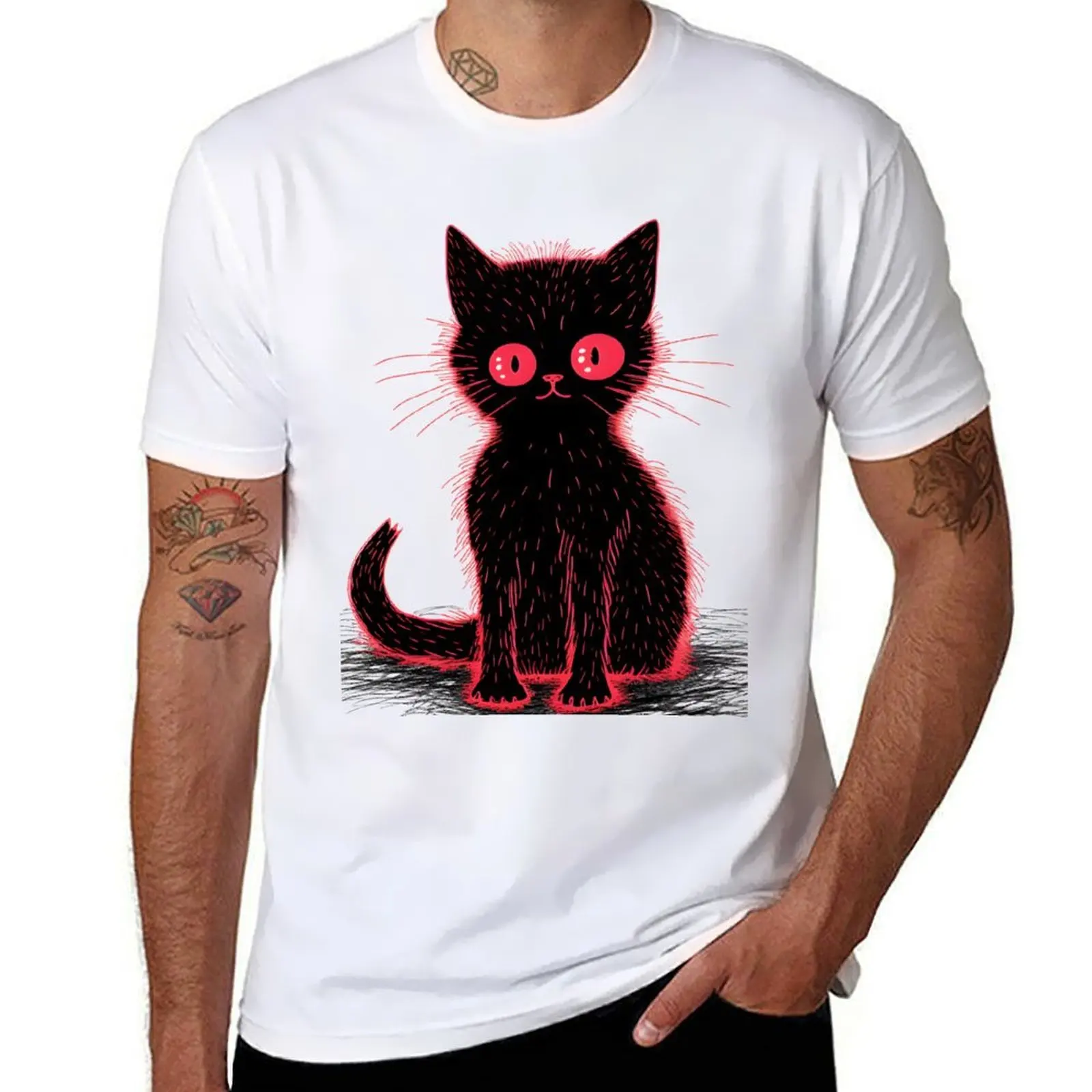

Shadow the Friendly Black Spooky Cat T-Shirt man t shirt luxury t shirt for man T-Shirt
