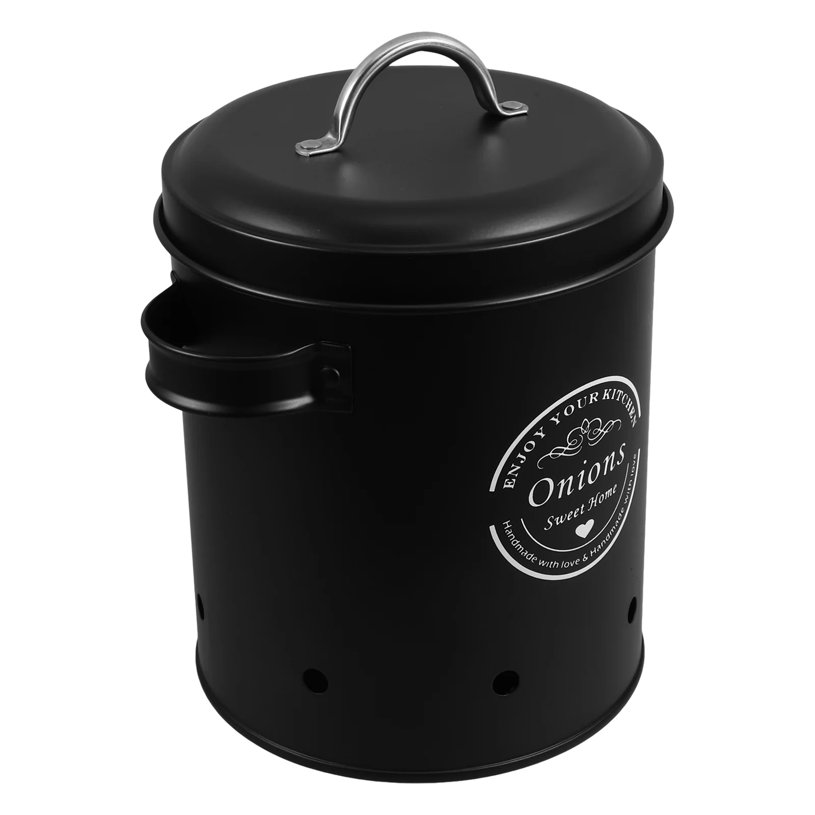 Onion Bucket Storage Tank Garlic Can Vegetable Decorate Container Pot with Lid Iron Jar Kitchen Holder Ginger for Home Saver