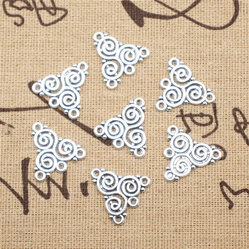 Jewelri Craft Diy Earring Connector Whirlpool Antique Silver Color Jewelry Making Pendant 19x20mm 10pcs