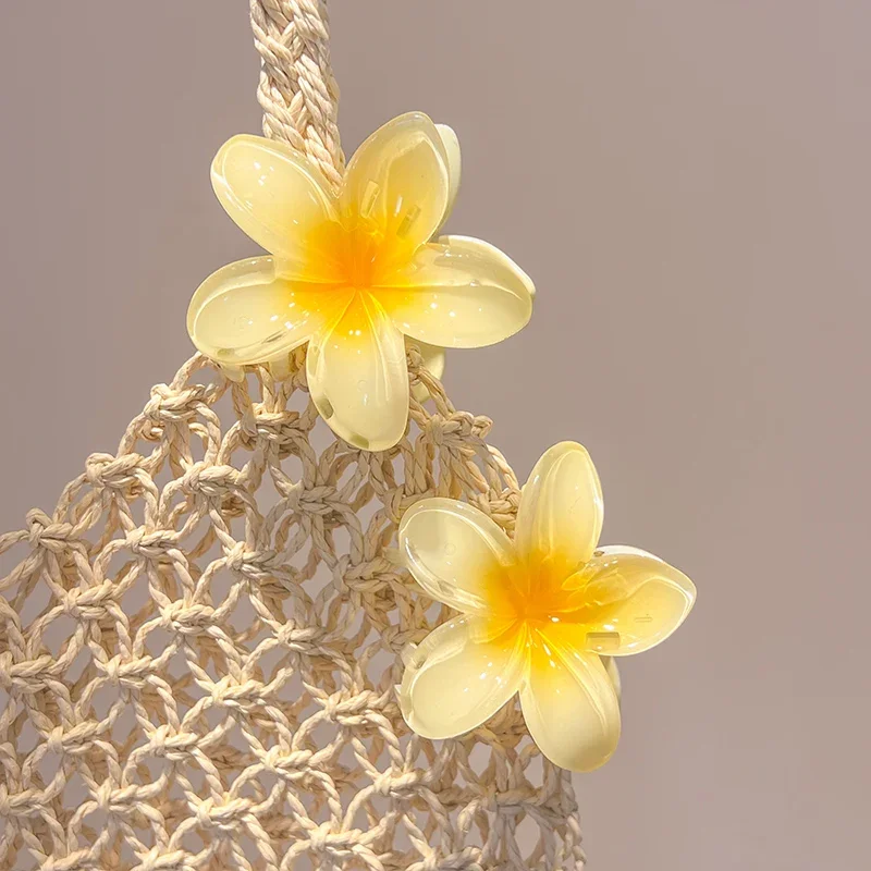 Pinzas para el pelo con forma de huevo y flor para mujer y niña, horquilla grande para el pelo, estilo bohemio para vacaciones en la playa