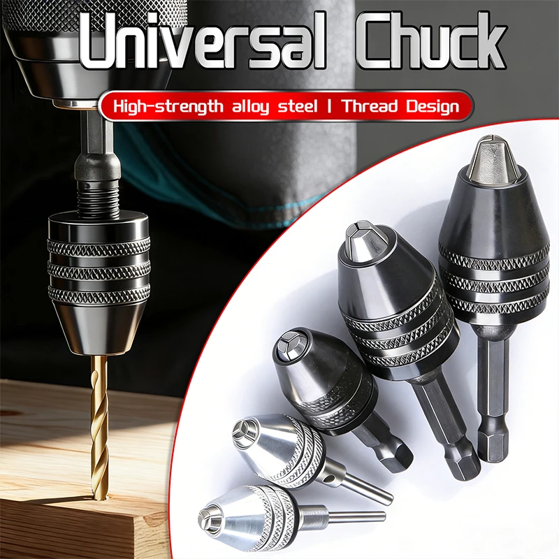3Pcs/2Pcs/1Pc Quick-Release Mini Electric Drill Three-Jaw Chuck Hex Shank Adapter Twist Drill Bit Conversion Round Shank Electric Grinder Drill Chuck