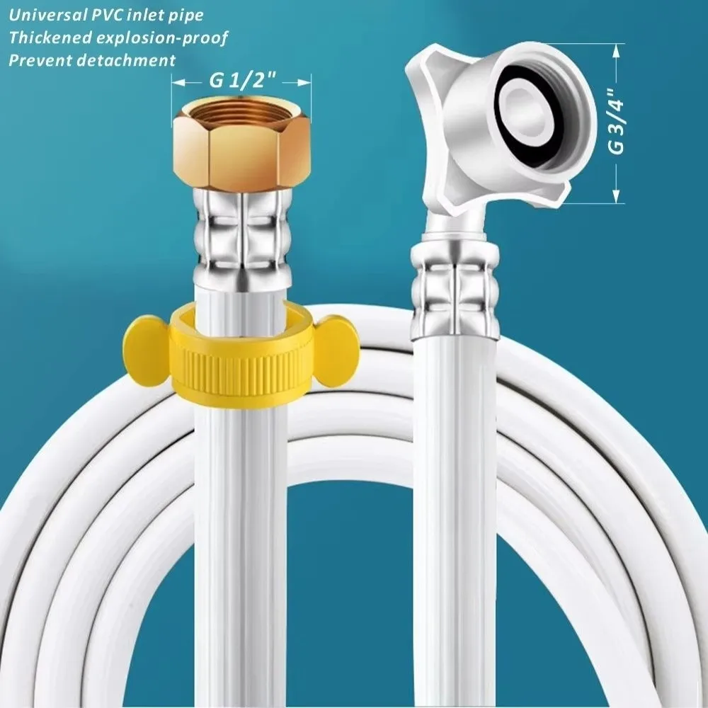 Durable PVC Plumbing Hose G1/2-G3/4 Inch High Pressure Faucet Water Pipe 80-500cm Length Explosion-Proof Flexible Braided Hose