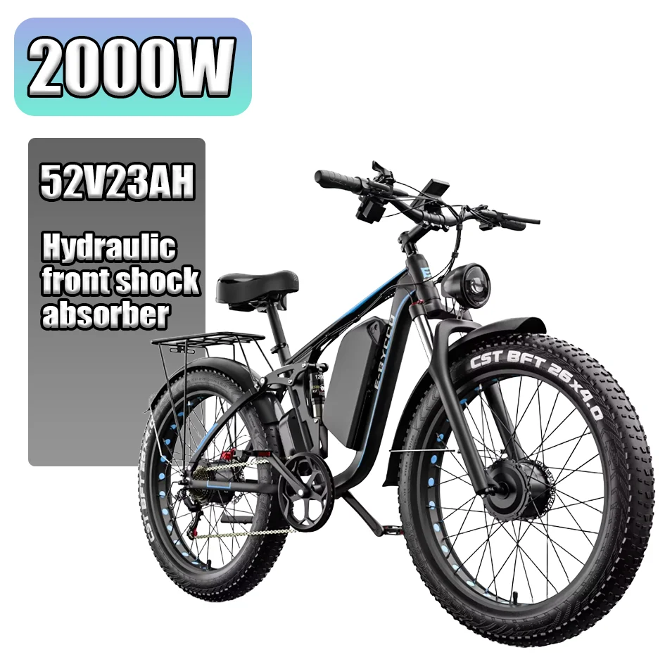 E-BYCCO EB7 PRO Elektrische fiets 3000W dubbele motor 52V23AH batterij Hydraulische schokdemping Elektrische fiets 7 versnellingen 26*4.0” dikke band 【E-bike】