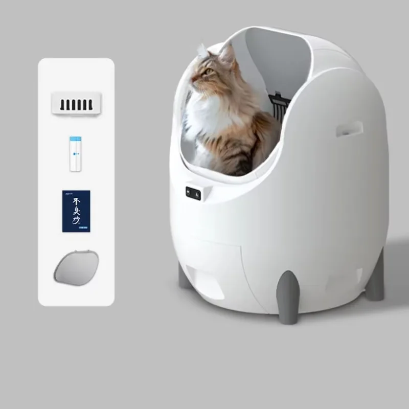 

STLF Semi-Enclosed Cat LitterS Box with Stainless Steel & Plastic Designed for Large Cats Accessory Product