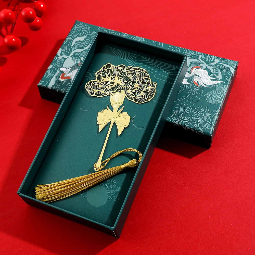 Handgefertigtes Lesezeichen im chinesischen Stil, goldene Rose, Lotusblume, Lesezeichen, Lesemarker für Buchliebhaber, Geschenke für Freunde, Sammlung – Detail 11
