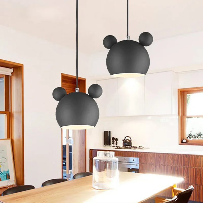 Imagem -05 - Nordic Single Head Chandelier For Dining Room Dining Room Bar Table Macaron Children Bedroom Lamp Mickey Food Chandelier