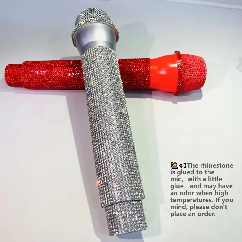 Puntelli Microfono artificiale Prop con diamante Microfono per bambini Giocattolo Microfono finto Prop microfono Giocattolo per video di formazione Festa sul palco cos