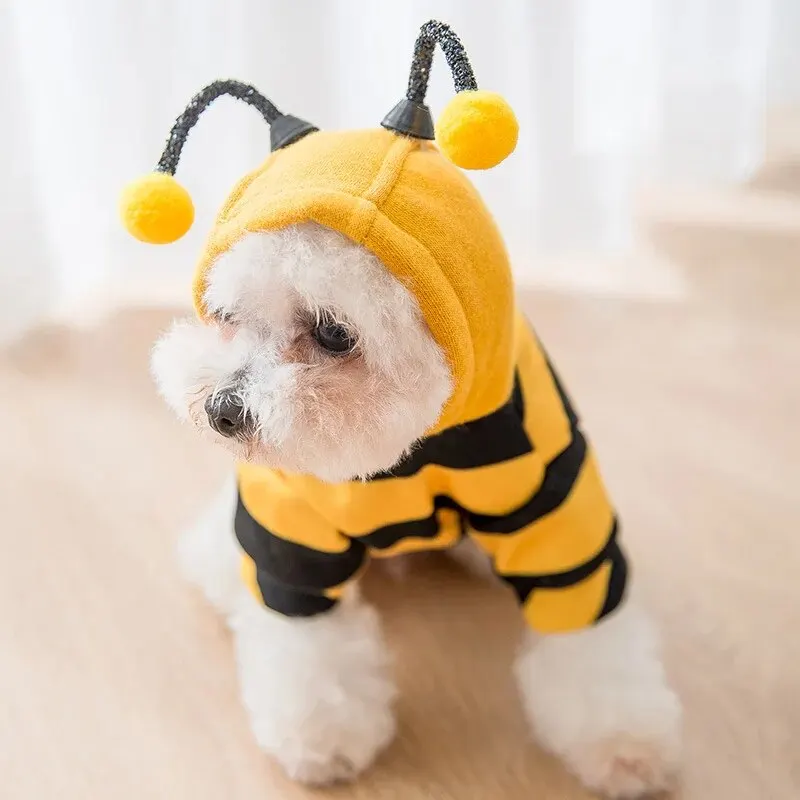 1PCS Dog Clothes For Autumn And Winter Schnauzer Teddy Small Puppy Cat Pet Hoodie Bee Transformation Suit