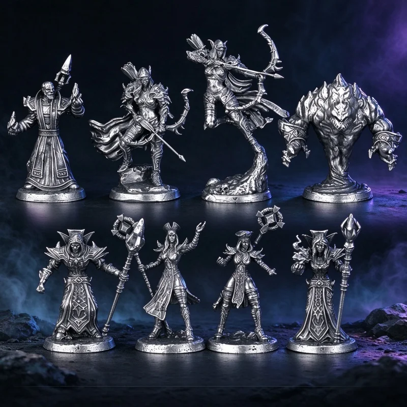 Solid White Copper Miniature Figure Dark Fantasy Undead Knight Warrior Tabletop Wargame Model Desktop Ornament Gift For Men