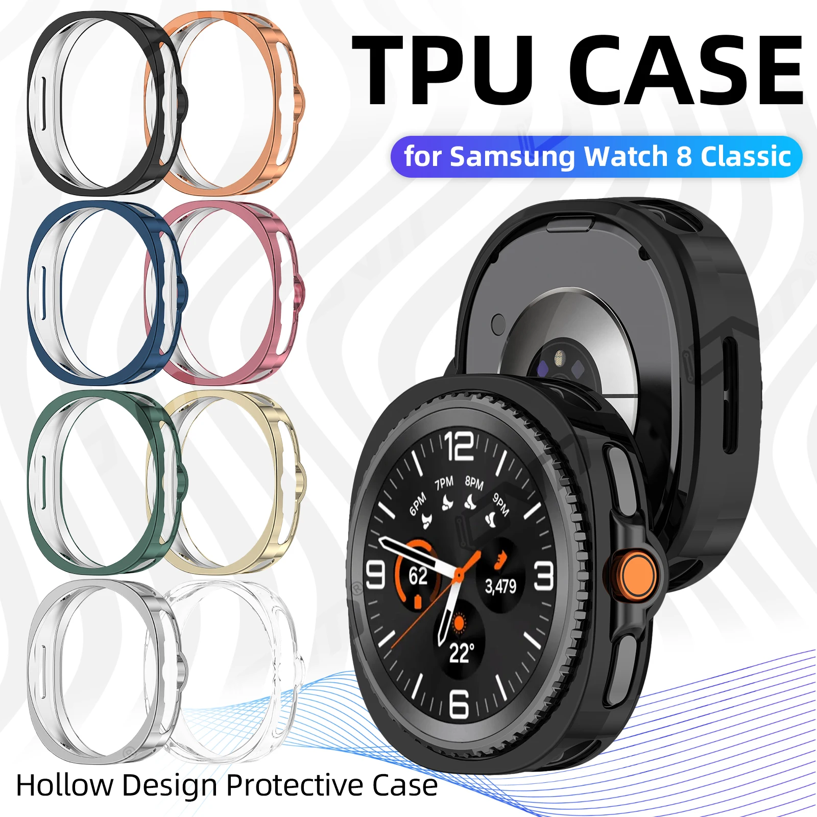 

TPU Soft Case for Samsung Galaxy Watch 8 Classic Shockproof Bumper Shell Protective Cover Hollow Out Case Accessories