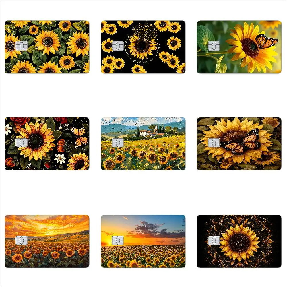 Sunflower Card Skin Stickers Matte Suitable For VISA Card Bus And Subway Contactless IC Cards
