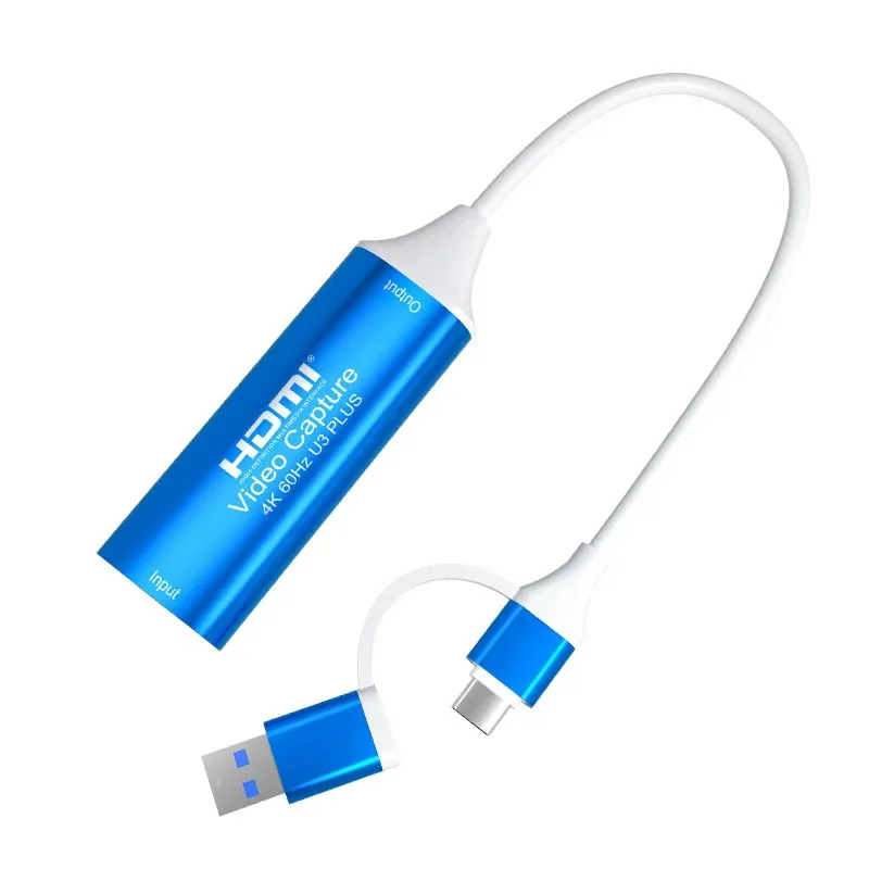 

Карта видеозахвата USB3.0 4K при 60 Гц для записи видео Type-C Game Grabber 2160P для коммутатора Xbox PS4/5 ПК Прямая трансляция для HDMI