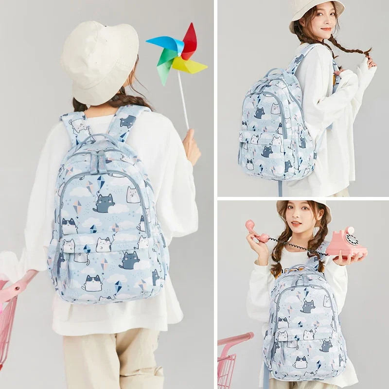School Bags For Girls Cute Printing Cat School Backpack And Handbag Kawaii Children Backpack Back To School 2024 Mochila Escolar