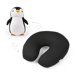 Cuscino per il collo da viaggio cuscino in peluche a forma di U cuscino per il collo deformabile con cerniera e Flip pinguino supporta il mento del collo della testa