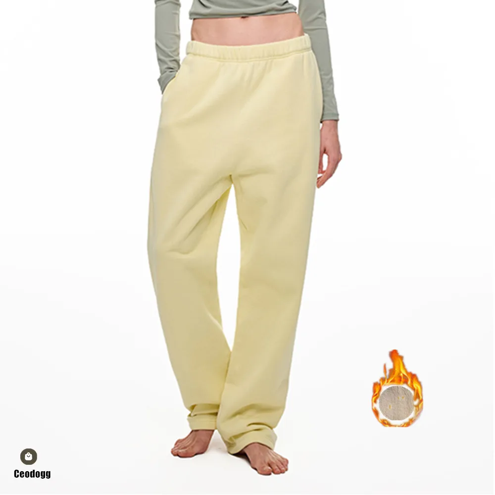 

0.5kg Thicken Lamb Fleece Adjustable Hem Gym SportsWear Jogger Sweatpants Workout Trousers Exercise Women Wide Leg Pants XP337