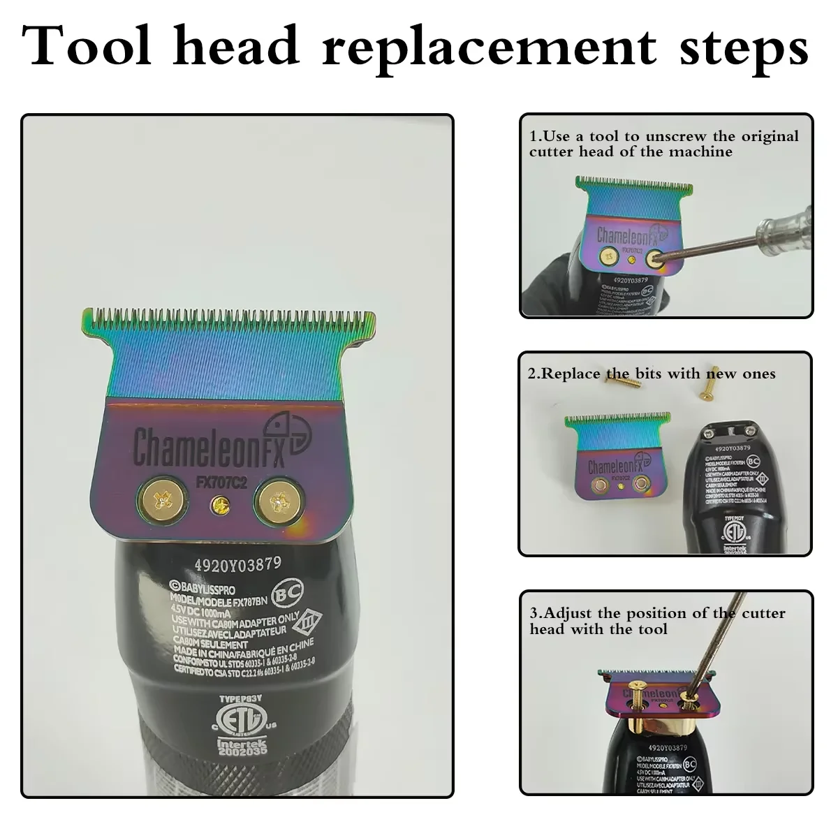 لقمة قاطعة قابلة للاستبدال ملونة DLC2.0 FX707Z FX 2.0 Rplacement شفرة التيتانيوم المتوافقة مع قادين الشعر BaBy PRO FX787 وFX726 #4