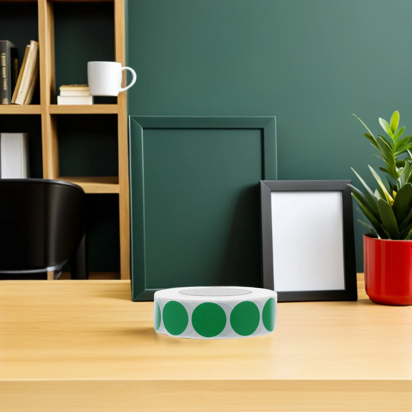 5 Rolls Writable Round Green Sticker Labels Self Adhesive Envelope Seal Circle Dot Stickers for Classroom Office Packaging