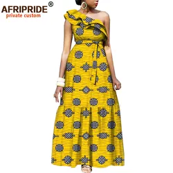 African Fashion Casual Dresses for Women AFRIPRIDE Tailor Made One Shoulder Fit and Flare Women Batik Cotton Dress A1825111