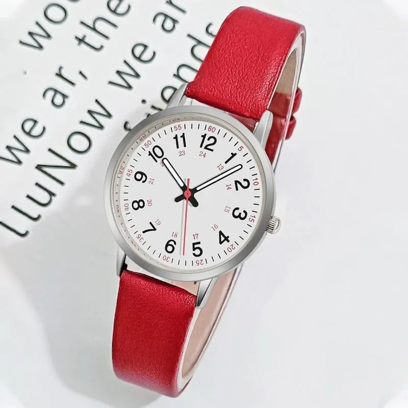 Luminous Digit Watch for Women Fashion Casual Leather Belt Watches Simple Fashion Ladies' Small Dial Quartz Clock Wristwatches