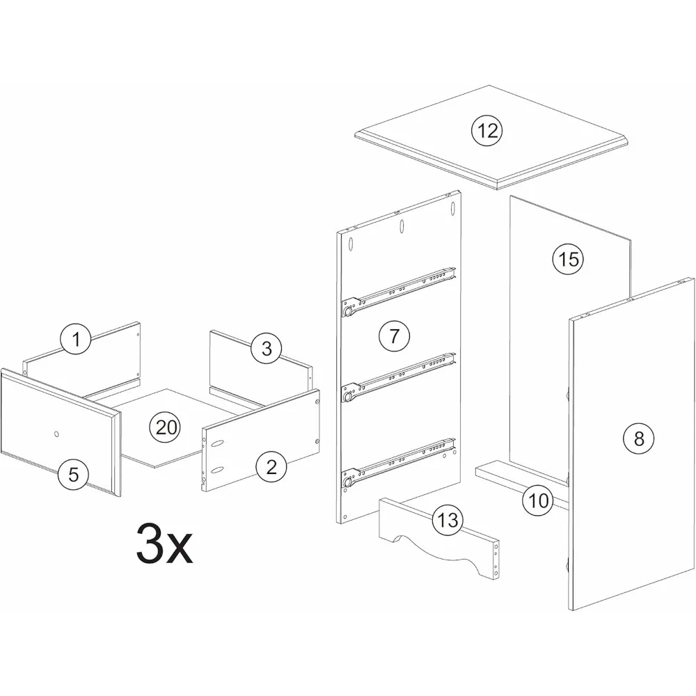 منضدة من الخشب الصلب بثلاثة أدراج من Palace Imports Java، 28 ارتفاعًا × 18 عريضًا × 16 عميقًا، تتطلب التجميع #6