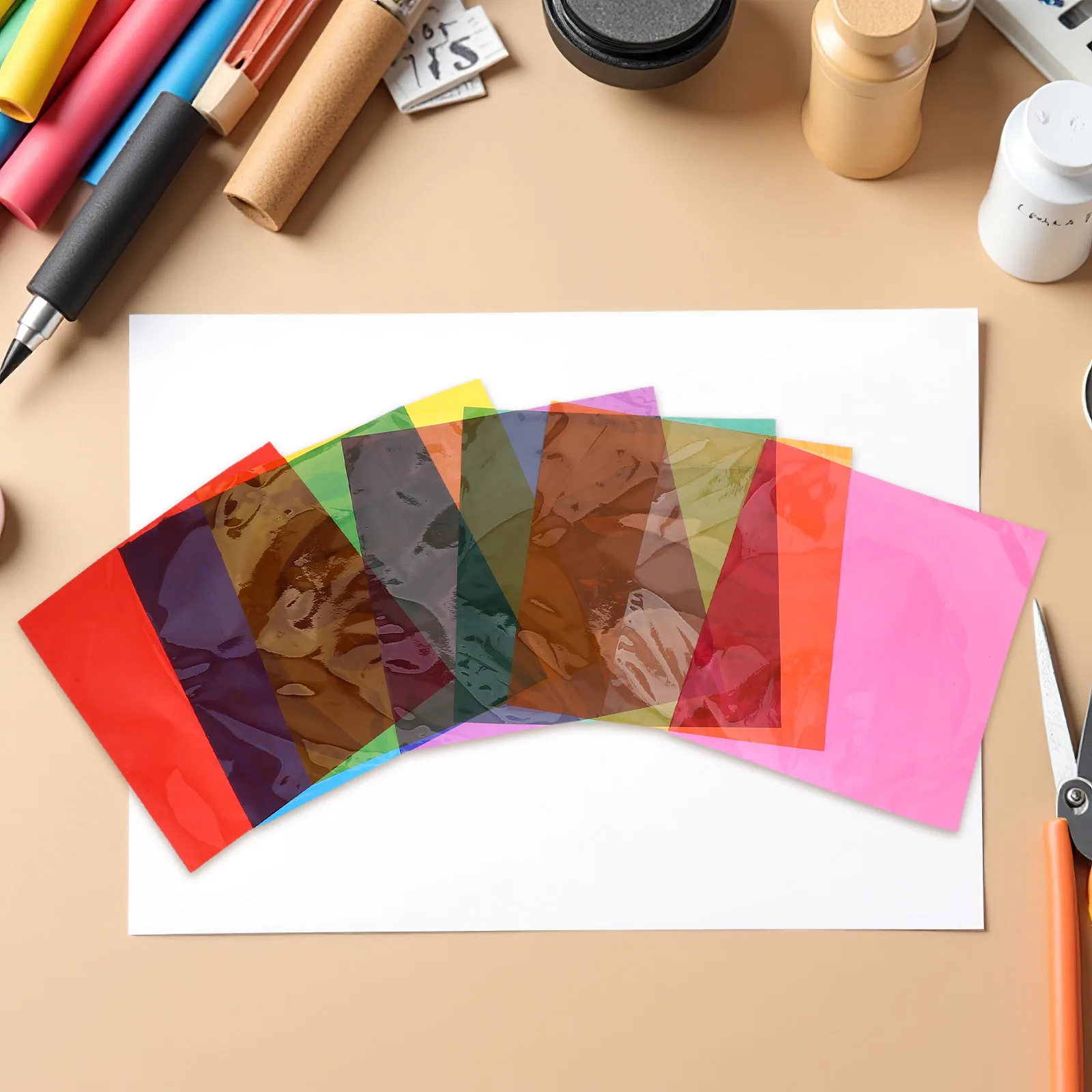 90pcs Colored Cellophane Sheets Multi Colored Translucent Film For Diy Crafts Light Diffusing Cellophane Wraps Candy Wrapping