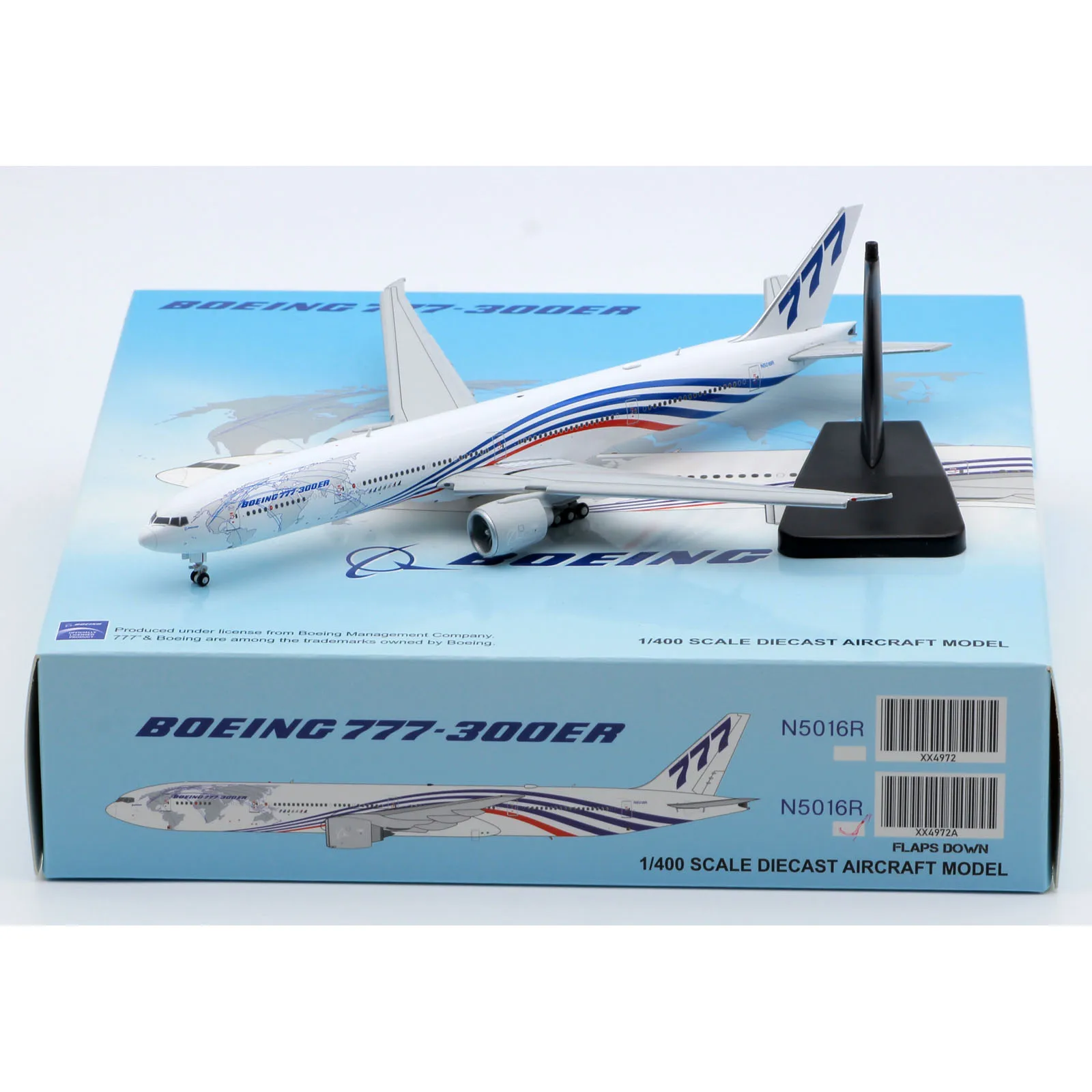 

XX4972A Alloy Collectible Plane Gift JC Wings 1:400 Boeing "House Color" B777-300ER Diecast Aircraft Jet Model N5016R Flaps Down