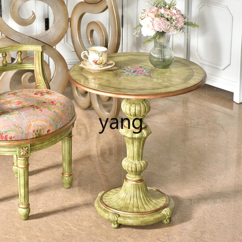

LMM American rural retro living room small corner table old painted round table small round table