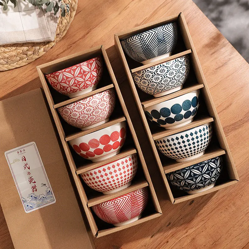 

Ceramic rice bowl family dinner soup good-looking set gift box rice bowl creative retro small bowl