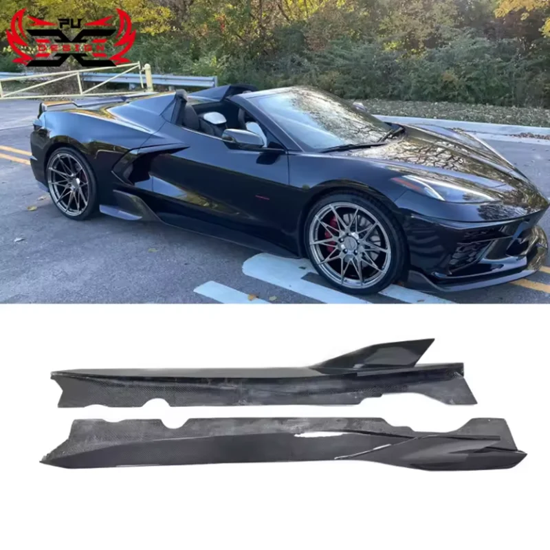 

Wholesale Dry Carbon Fiber A-D Style Side Skirts Bumpers For Chevrolet Corvette C8 Car Body Kit Accessories