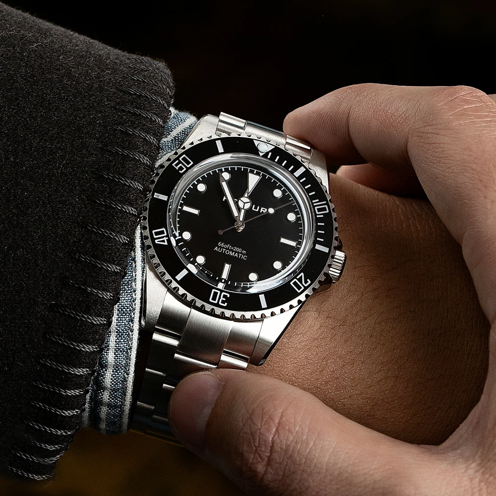 Hestur 자동 기계식 시계 40mm 남성용 손목 시계 Sub 14060 빈티지 다이버 20bar 럭셔리 사파이어 버블 미러 sw200