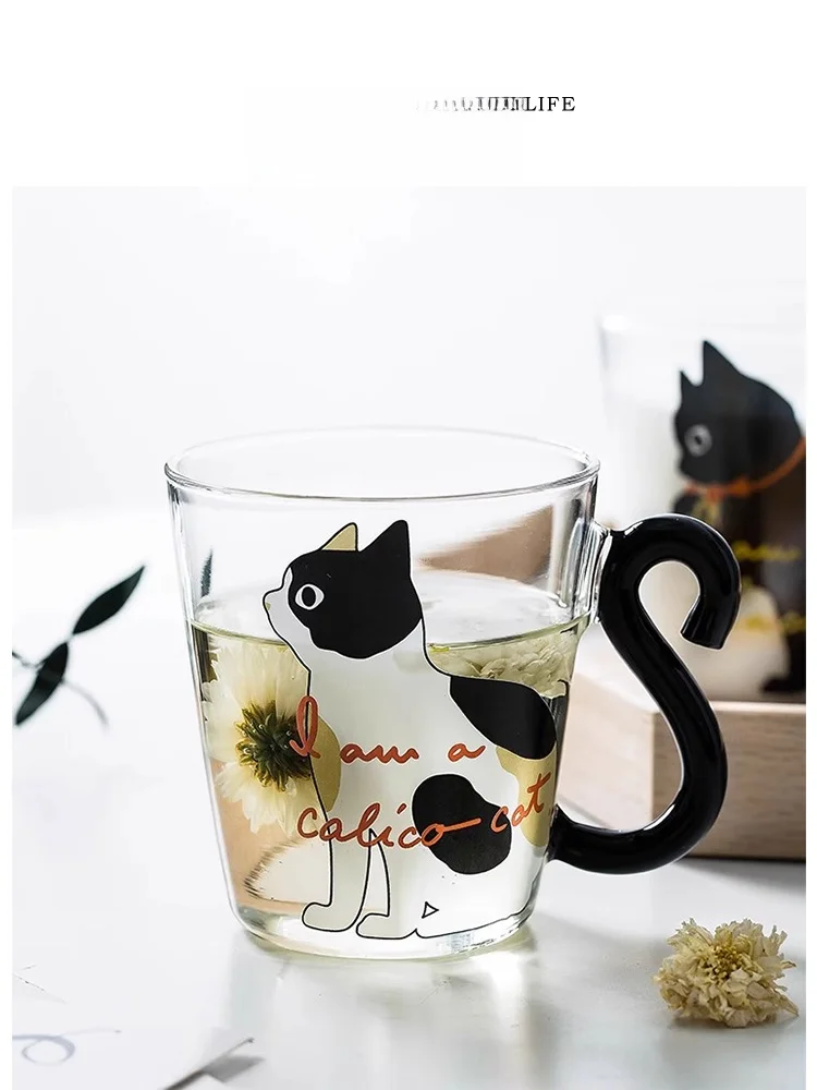 

Термостойкая стеклянная кружка Tlife Polar Cute для дома, кофе, завтрака, молока, с мультяшным принтом, однослойная, круглая, в стиле Ins S