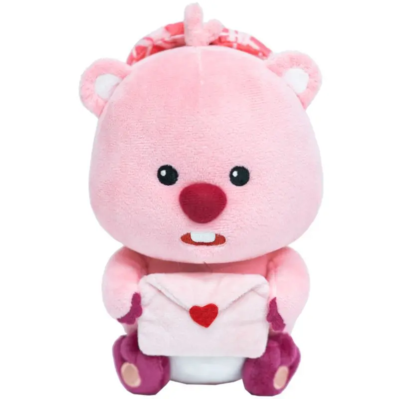 22Cm Kawaii Loopy Valentine's Day Limited Plush Doll Cute Cartoon Little Beaver Cross-Dressing Doll 520 Gift Love Rose Doll