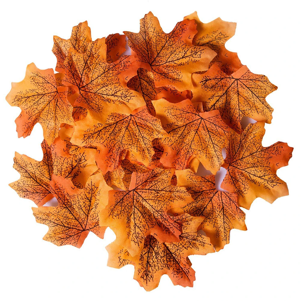 

200Pcs Realistic Multicolor Artificial Maple Leaves 8cm Autumn Fall Leaf Wedding Party Scrapbooking Wall Craft Decor