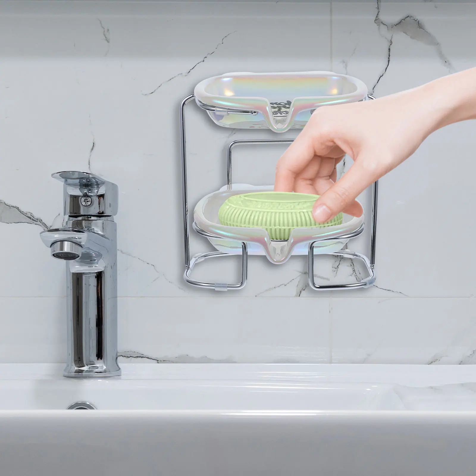 

1Set Bear Head Shaped Ceramic Soap Dish Self Draining Soap Holder Decorative Tray for Bathroom Kitchen Countertop