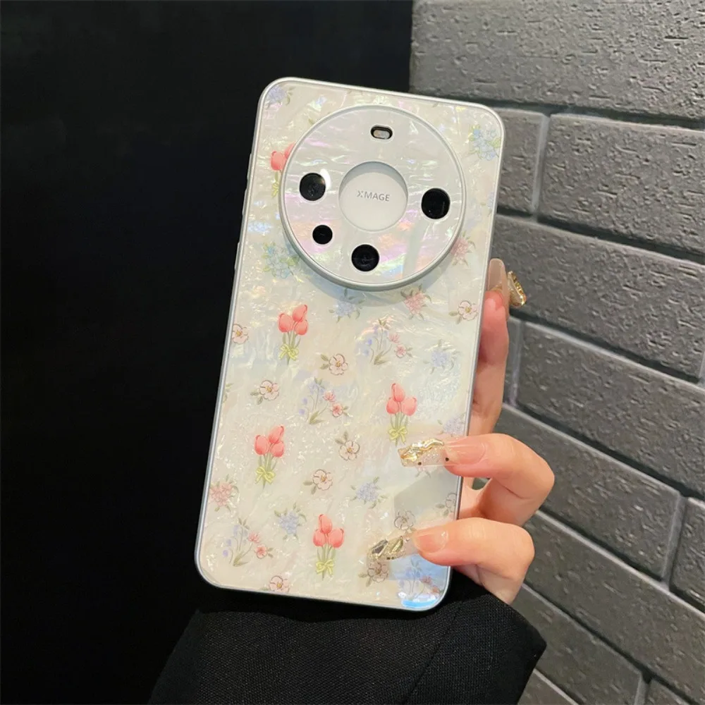 

Чехол для мобильного телефона с узором в виде ракушки тюльпана для Huawei Honor Magic7Pro Magic6, простой роскошный защитный чехол с защитой от падения