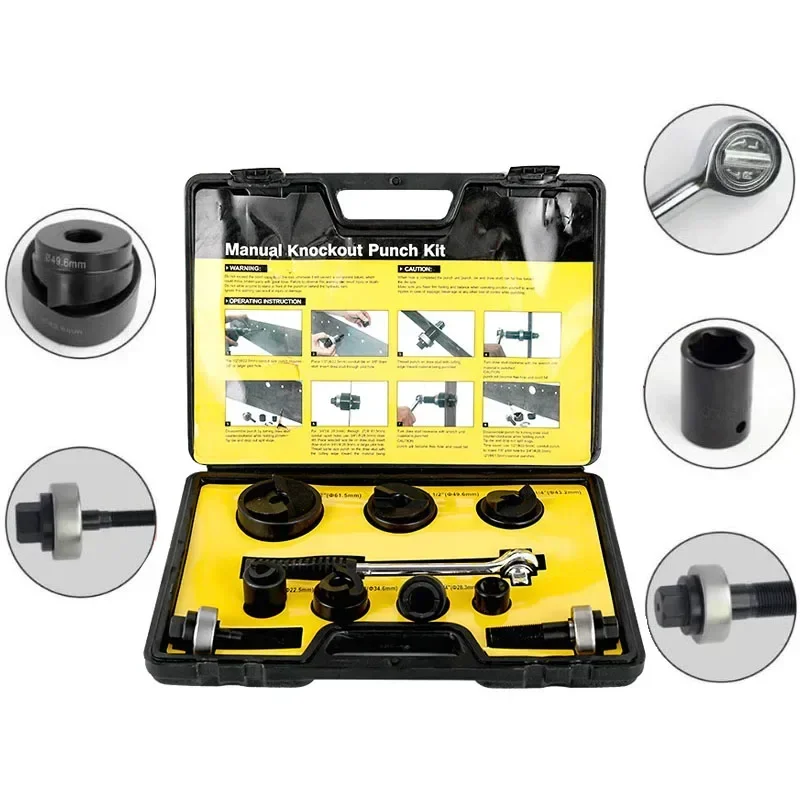 Manual Hydraulic Tools Set Manual Ratchet Knockout Hole Punch Driver Kit Electrical Conduit Hole Cutter Tool Kit CC-60