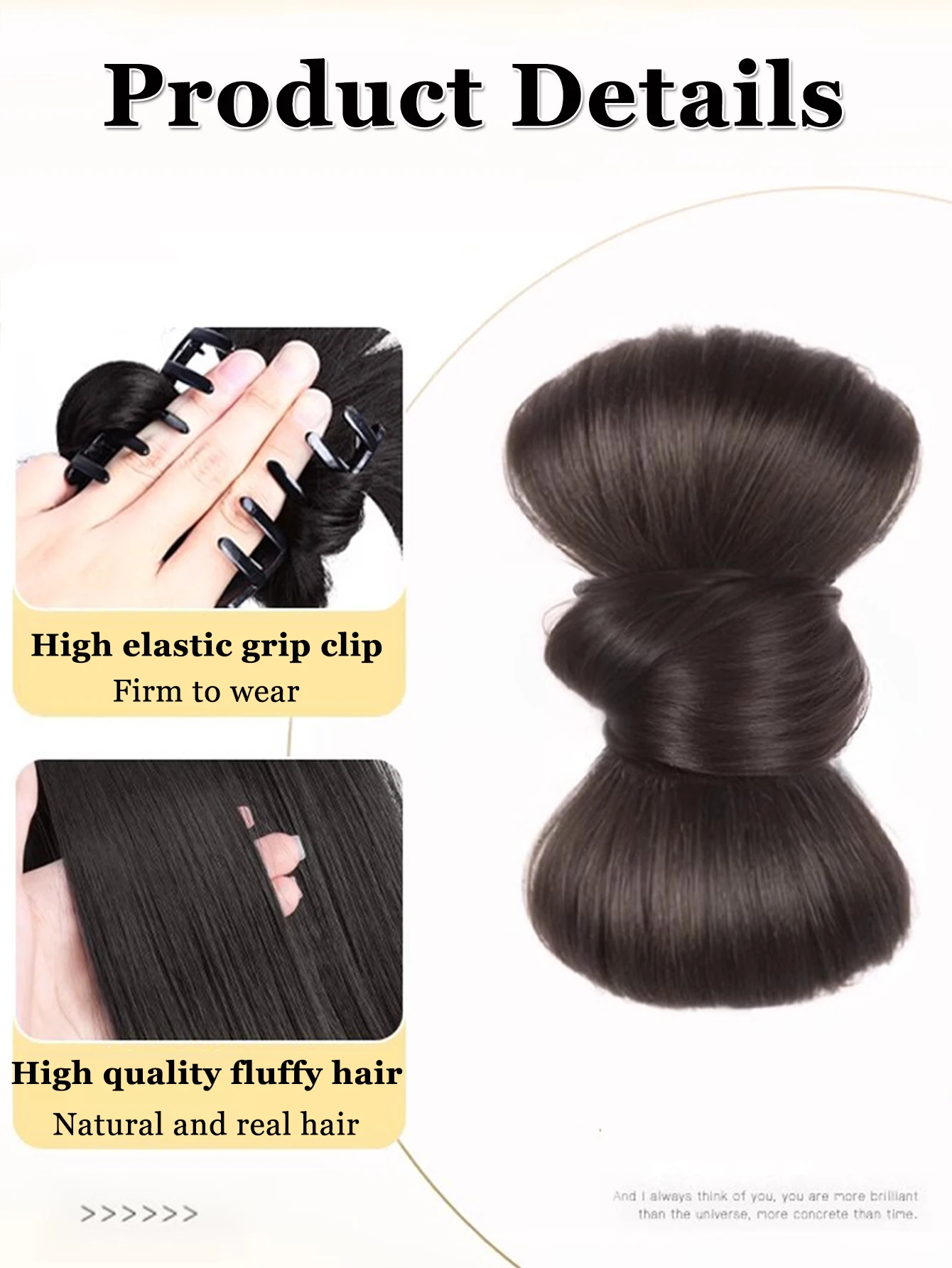 Synthetic Clamp Type Bowknot Hair Bun With Claw Clip Elegant And Natural Shuttlecock Head Ponytail Hair Extensions For Women image 3